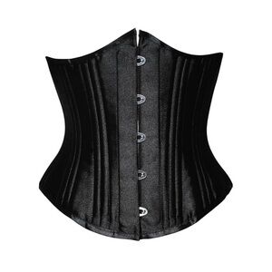 Black Satin Waist Cincher Corset - Waist Trainer - Small